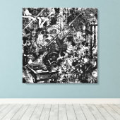 Schwarz-Weiß-Graffiti-Leinwand Leinwanddruck (Insitu (Holzboden))