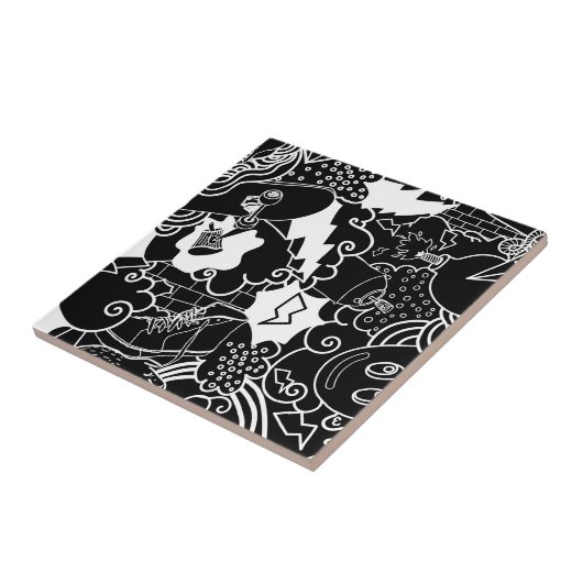 Schwarz-Weiß-Graffiti-Muster Fliese (Seite)