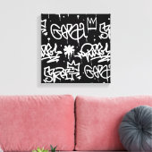 Schwarz-Weiß-Graffiti-Muster Leinwanddruck (Insitu (Wohnzimmer))