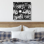 Schwarz-Weiß-Graffiti-Muster Leinwanddruck (Insitu (Schlafzimmer))