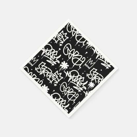 Schwarz-Weiß-Graffiti-Muster Serviette (Ecke)