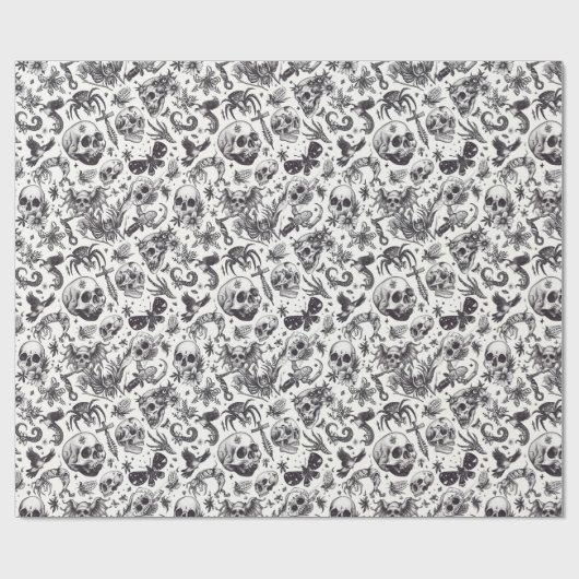 Schwarz-Weiß-Graffiti-Stilskulpturen Halloween Geschenkpapier (Flach)