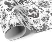 Schwarz-Weiß-Graffiti-Stilskulpturen Halloween Geschenkpapier (Rolleneckpunkt)