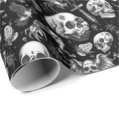 Schwarz-Weiß-Graffiti-Stilskulpturen Halloween Geschenkpapier (Rolleneckpunkt)