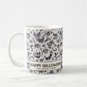 Schwarz-Weiß-Graffiti-Stilskulpturen Halloween Kaffeetasse (Links)