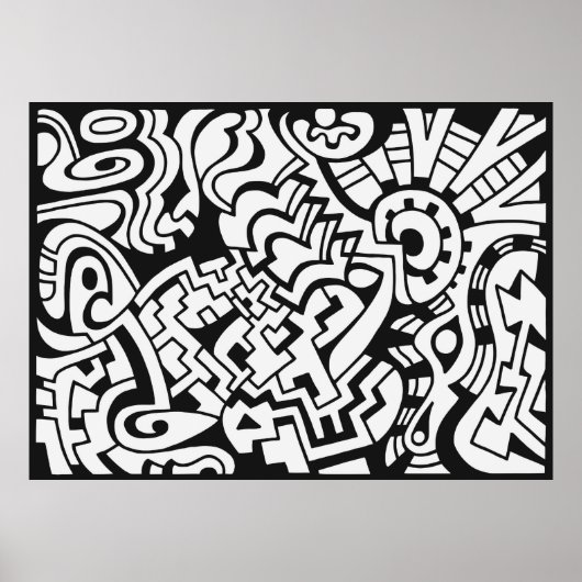 Schwarz-Weiß-Graffiti-Straßenkunst Poster (Vorne)