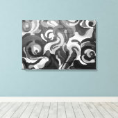 Schwarz-Weiß-Graffiti-Swirt-Muster in San Fran Leinwanddruck (Insitu (Holzboden))