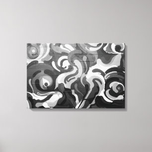 Schwarz-Weiß-Graffiti-Swirt-Muster in San Fran Leinwanddruck