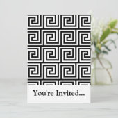 Schwarz-Weiß-Grafik-Griechisches Schlüsselmuster Einladung (Stehend Vorderseite)