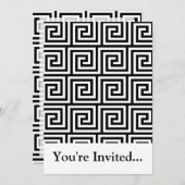 Schwarz-Weiß-Grafik-Griechisches Schlüsselmuster Einladung (Vorne/Hinten)