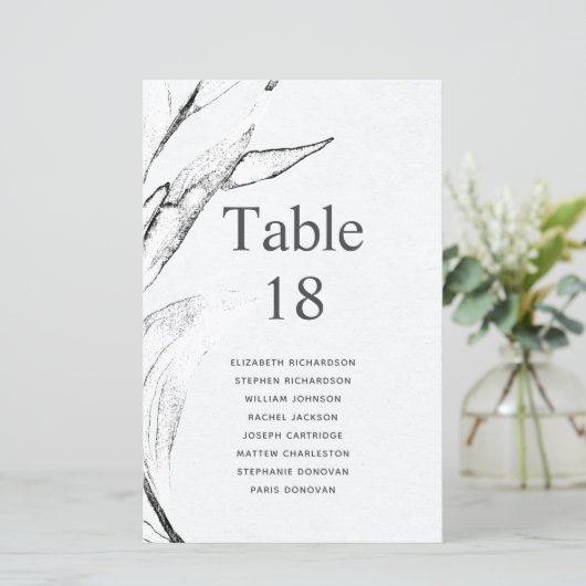 Schwarz-Weiß-Grafik-Leafage-Sitzplan (Stehend Vorderseite)