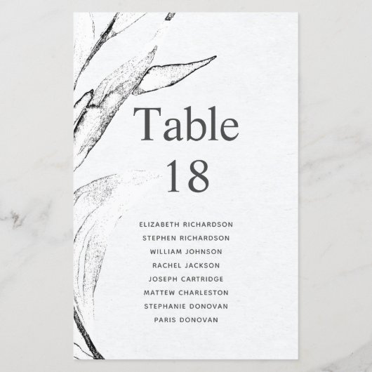 Schwarz-Weiß-Grafik-Leafage-Sitzplan (Rückseite)