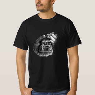 Schwarz-weiß-Grafik-T-Shirt-Design mit Gitarren-Gr T-Shirt