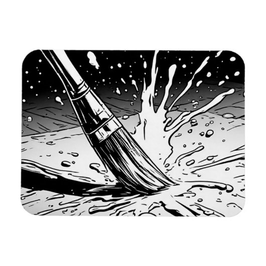 Schwarz-weiß-Grafikstil-Pinsel-Farbfleck Magnet (Horizontal)
