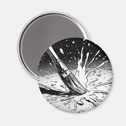 Schwarz-weiß-Grafikstil-Pinsel-Farbfleck Magnet (Vorderseite/Rückseite)
