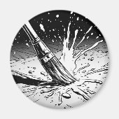 Schwarz-weiß-Grafikstil-Pinsel-Farbfleck Magnet (Vorne)