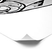 Schwarz-weiß grafischer Fisch Poster (Ecke)