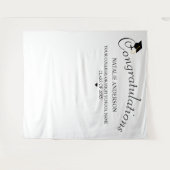 Schwarz-Weiß-Gratulation Abschluss Hintergrund Wandteppich (Vorderseite (Horizontal))