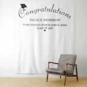 Schwarz-Weiß-Gratulation Abschluss Hintergrund Wandteppich (Beispiel)