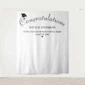 Schwarz-Weiß-Gratulation Abschluss Hintergrund Wandteppich (Vorderseite)