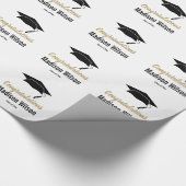 Schwarz-Weiß-Gratulation Graduierung Cap Geschenkpapier (Ecke)