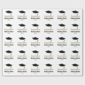 Schwarz-Weiß-Gratulation Graduierung Cap Geschenkpapier (Flach)