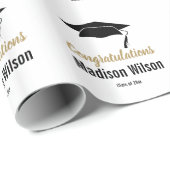 Schwarz-Weiß-Gratulation Graduierung Cap Geschenkpapier (Rolleneckpunkt)