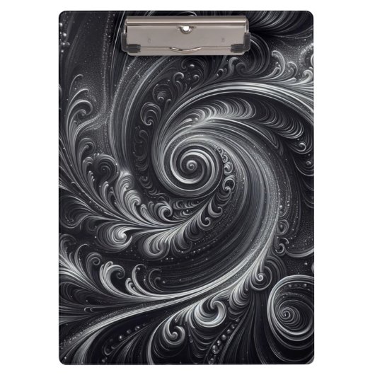 Schwarz-weiß Grau Abstrakt Moderner, einfacher Swi Klemmbrett (Vorderseite)