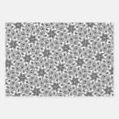 Schwarz-weiß & grau Abstrakte Blume Paisley Patter Geschenkpapier Set (Vorderseite)