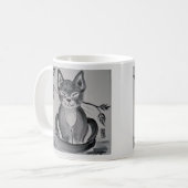 Schwarz-Weiß-Grau-Alley Cat Orientalisches Design  Kaffeetasse (Vorderseite Links)