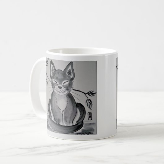 Schwarz-Weiß-Grau-Alley Cat Orientalisches Design  Kaffeetasse (Vorderseite Links)