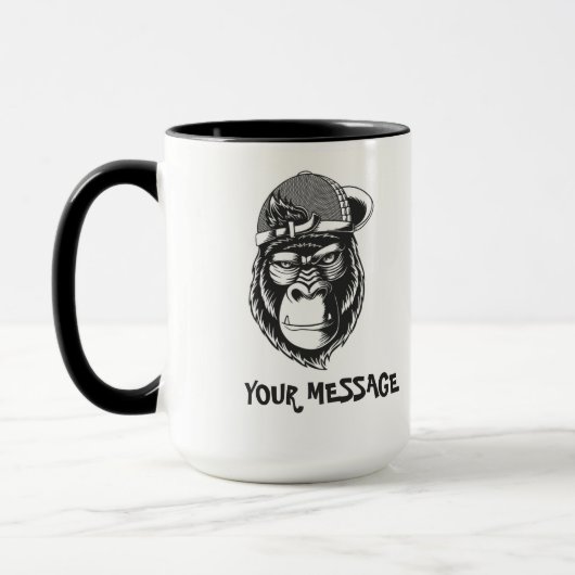 Schwarz-Weiß-Grau-Ape Tasse (Links)