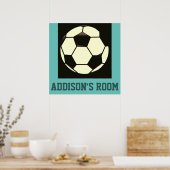 Schwarz-weiß-Grau-Aquamarin-Blue-Soccer-Ball-Indiv Poster (Küche)