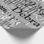 Schwarz / Weiß / Grau, benutzerdefiniertes Namensm Geschenkpapier (Ecke)