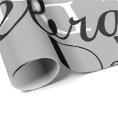 Schwarz / Weiß / Grau, benutzerdefiniertes Namensm Geschenkpapier (Rolleneckpunkt)