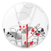 Schwarz-Weiß-Grau Botanischer Blumendresser Keramikknauf (Vorderseite)