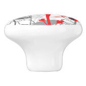 Schwarz-Weiß-Grau Botanischer Blumendresser Keramikknauf (Seitenansicht)