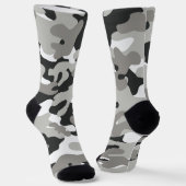 Schwarz, Weiß, Grau Camouflage Design Socken (Gewinkelt)