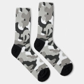 Schwarz, Weiß, Grau Camouflage Design Socken (Rechts)