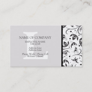 Schwarz-weiß Grau Designer Mit Monogramm Damask Visitenkarte