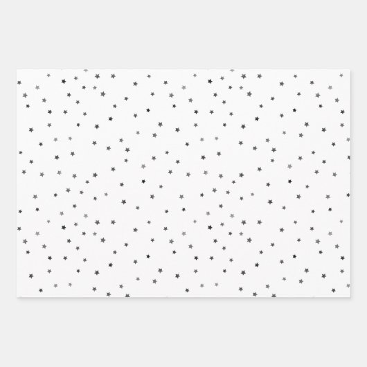 Schwarz-weiß & grau Frohe Weihnachtsschneeflocken  Geschenkpapier Set (Vorderseite 3)