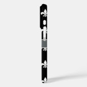 Schwarz-weiß-Grau-Lilie-Monogramm Case-Mate iPhone Hülle (Rückseite / Links)