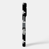 Schwarz-weiß-Grau-Lilie-Monogramm Case-Mate iPhone Hülle (Rückseite / Rechts)