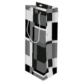 Schwarz-weiß Grau Moderne Abstrakte geometrische M Geschenktüte Für Weinflaschen (Vorderseite Schrägansicht)