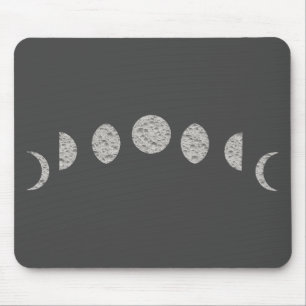 Schwarz Weiß Grau Mondphasen Modern Minimalistisch Mousepad
