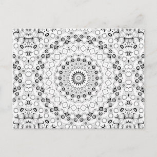 Schwarz-weiß-Grau-Monochrome-Mandala-Design Postkarte