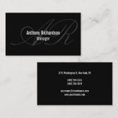 Schwarz-weiß-Grau-Monogram-Manager-Visitenkarte Visitenkarte (Vorne/Hinten)