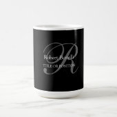 Schwarz-weiß Grau Monogram Minimalistisch modern Kaffeetasse (Mittel)