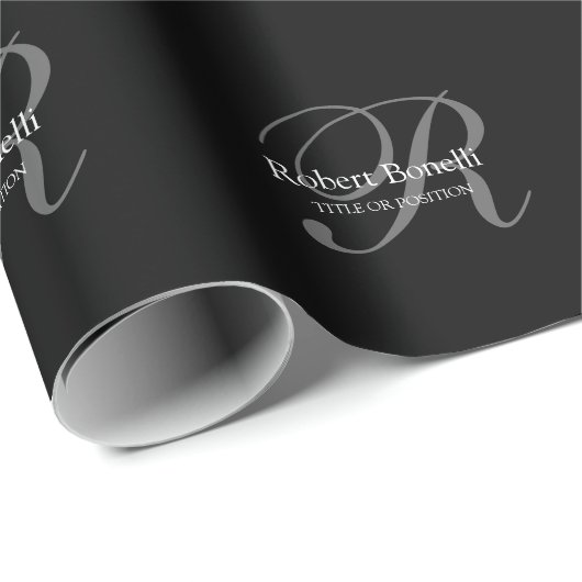 Schwarz-weiß-Grau-Monogramm Geschenkpapier (Rolleneckpunkt)
