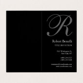 Schwarz-weiß-Grau-Monogramm Minimalistisch Schlich Visitenkarten (Außenseite Aufgefaltet)